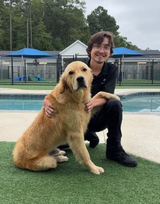 a man with a dog