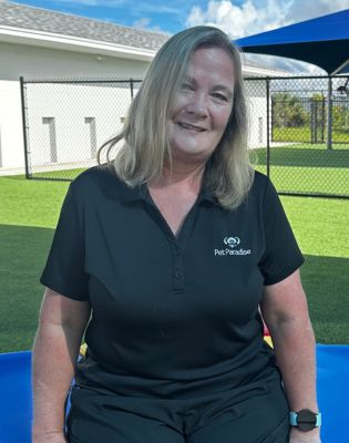 a woman sitting on a trampoline